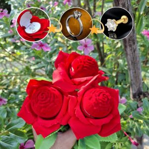 Artificial Rose With Diamond Cut Ring And 18K Nosepin