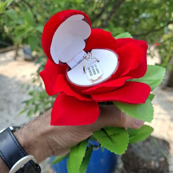 Artificial Rose With Diamond Cut Ring And 18K Nosepin - Image 2