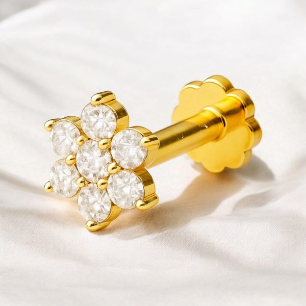 3 Original Diamond Cut 18K Gold Plated Nosepin With Free Gift Box - Image 2