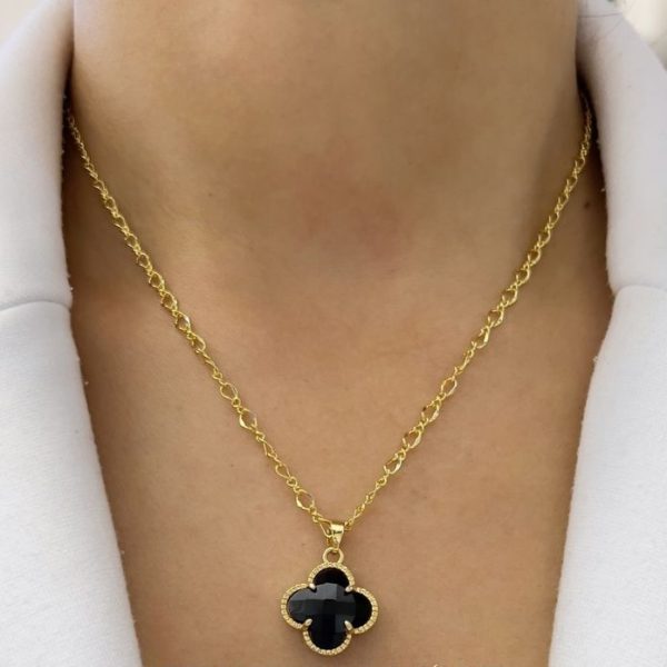 Lucky Clover Golden Jewelry Set + Locket Chin + Bracelet + Earring - Image 2