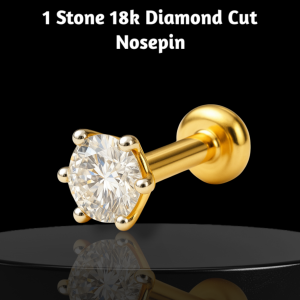 1 Stone 18K Hallmark Gold Plated Diamond Cut Nosepin