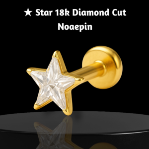 Star Design 18K Gold Plated Diamond Cut Nosepin