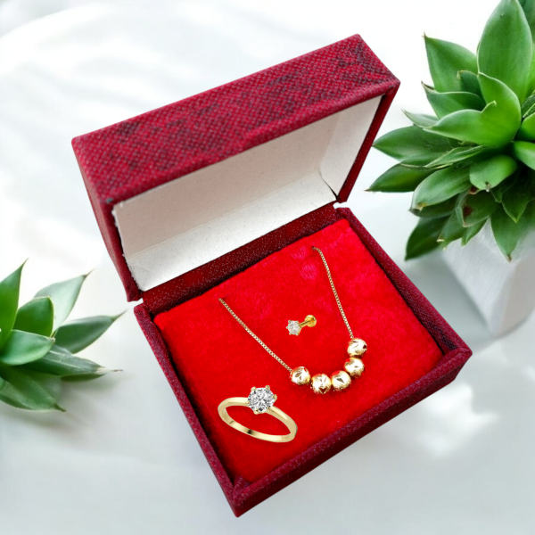 22K Gold Polished Necklace - Diamond Cut Ring and Nosepin - Image 9
