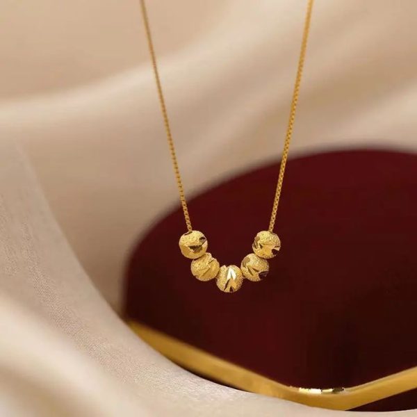 22K Gold Polished Necklace - Diamond Cut Ring and Nosepin - Image 8
