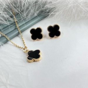 Lucky Clover Golden Jewelry Set + Locket Chin + Bracelet + Earring