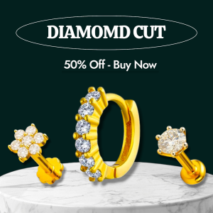 Diamond Cut Nose Noth + 1 and 7 Stone Nosepin With Box
