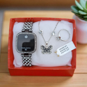 Smart Watch Combo: Diamond Cut Jewellery Set (Ring, Earring, Nosepin Included)