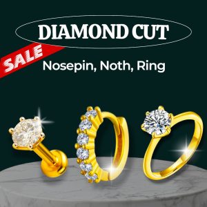 Golden Ring+Noth+Nosepin - Diamond Cut Gold Polished - Combo Pack