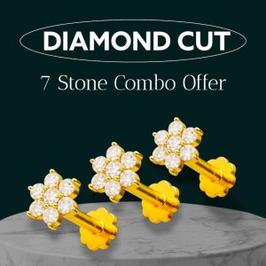 7+7+7 Original Diamond Cut 18k Gold Plated Nosepin Combo