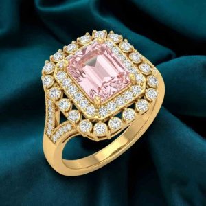 Luxurious Diamond Cut Pink Stone Adjustable Ring