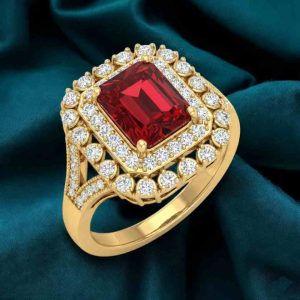 Luxurious Diamond Cut Red Stone Adjustable Ring