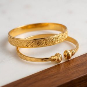 (2 Pcs Adjustable Size) Gold Plated Bangle New Desgin For Women
