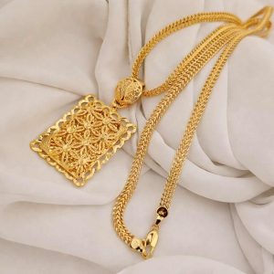 Biscuit Design Locket Chain, Dubai Gold Design Jewellery