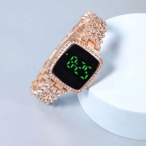 Dimaond Cut Golden Colour Luxurious Smart Watch for Ladies