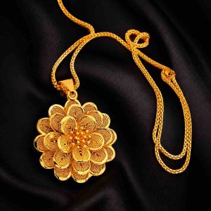 Dubai Gold Flower Design Locket Chain Original