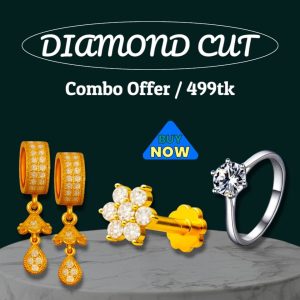 Luxurious Diamond Cut Earring + 7 Stone Nosepin + Finger Ring