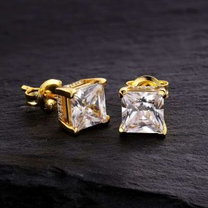 Original Diamond Cut 18k Gold Plated Ear Tops, Colour Guarantee!