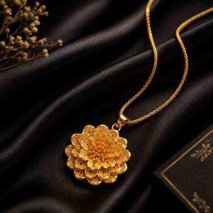 Dubai Gold Flower Design Locket Chain Original