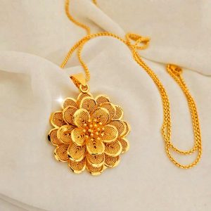 Dubai Gold Flower Design Locket Chain Original