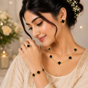 Full Set - New Trendy Luxury Five Leaf Flower Pendent