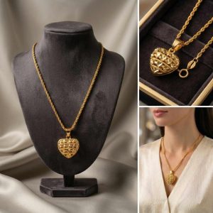 Color Guaranteed Dubai Gold Design Love Locket with Chain