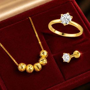 5 Ball Necklace Chain with Diamond Cut Nosepin & Finger Ring
