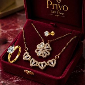 (১পিস) Love Combo, 2 in 1 Style Nacklce Golden