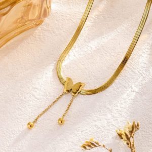 Butterfly Pendant with Stainless Steel Snake Chain