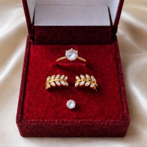 Nosepin Earring Finger Ring, Diamond Cut 18k Gold Plated