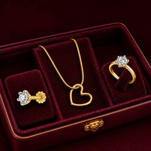 Love Shape Necklace & Nospein, Finger Ring Full Set