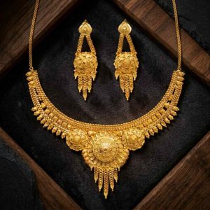 Traditional 22K Gold-Tone Necklace and Earrings Set
