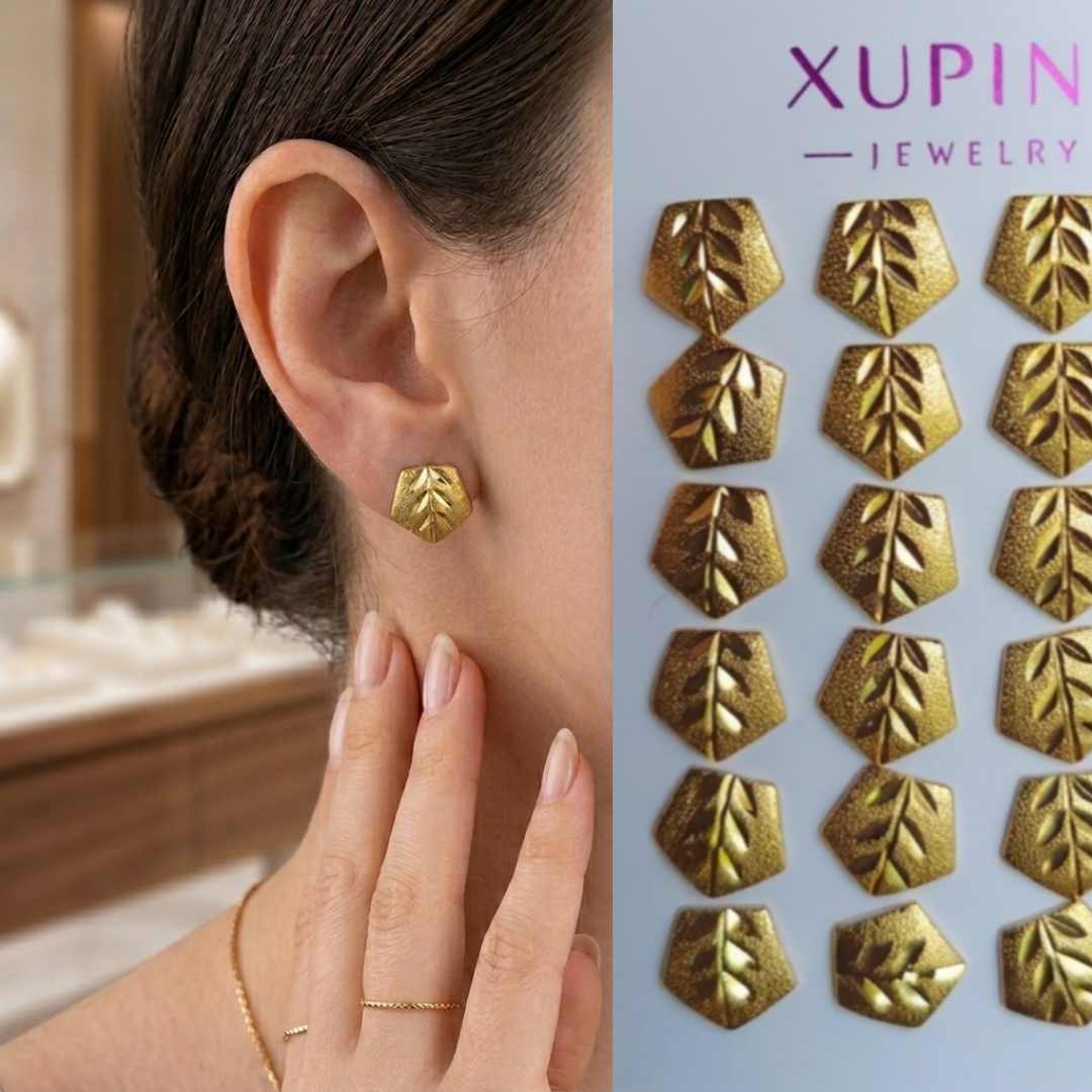 100% Color Guaranteed Gold-Plated Leaf Studs by Xuping Brand