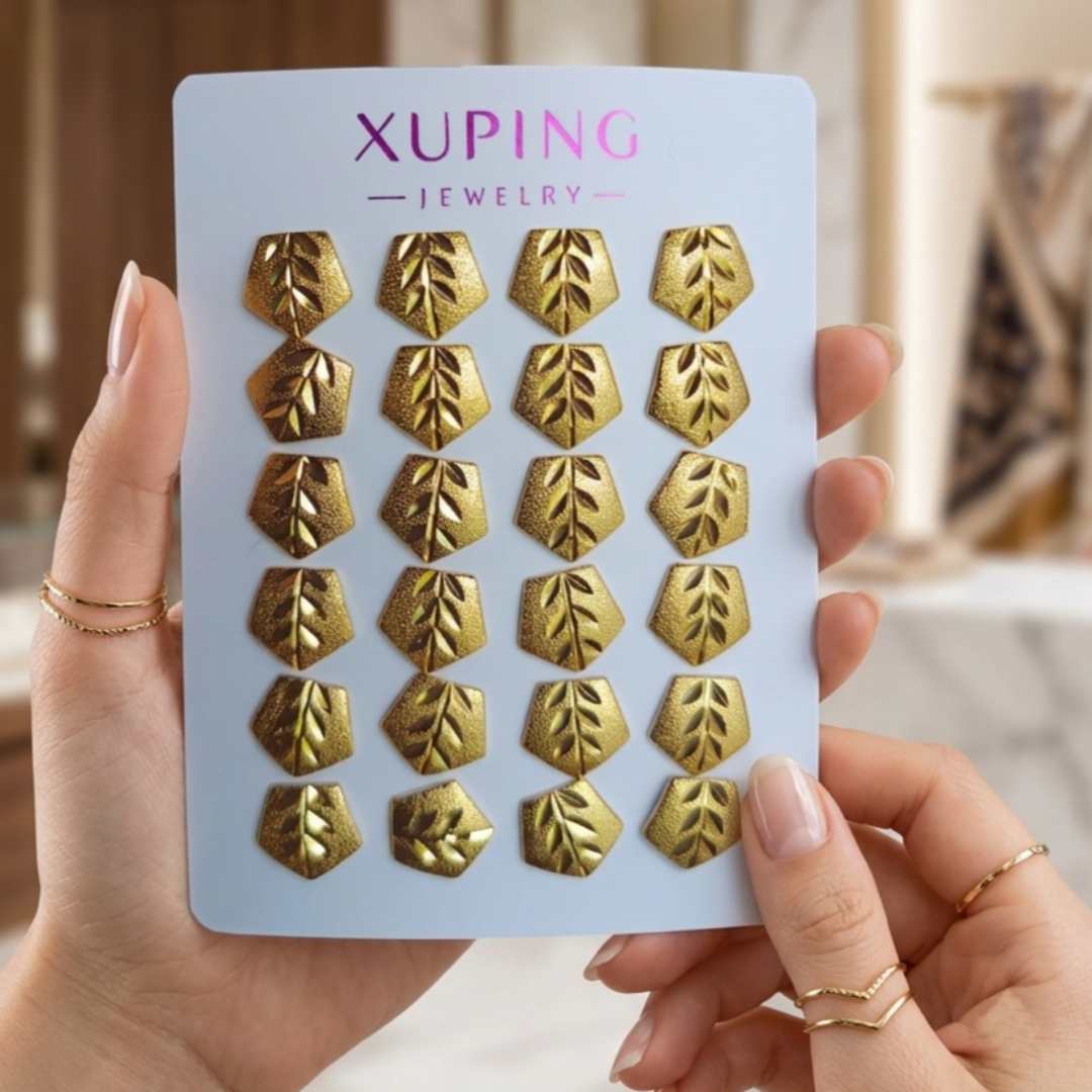 100% Color Guaranteed Gold-Plated Leaf Studs by Xuping Brand - Image 2