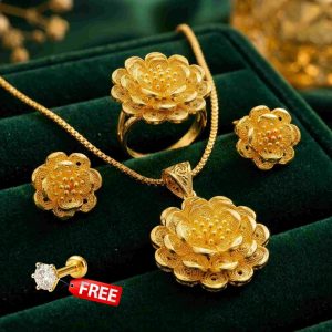 A Complete Jewelry Set for Her, Locket Chain, Ring, Earrtops, Nosepin