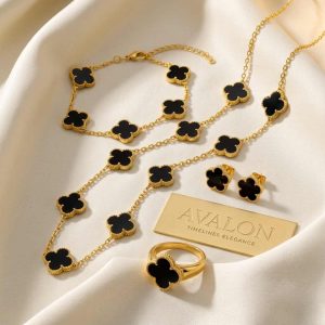 Full Set - New Trendy Luxury Five Leaf Flower Pendent