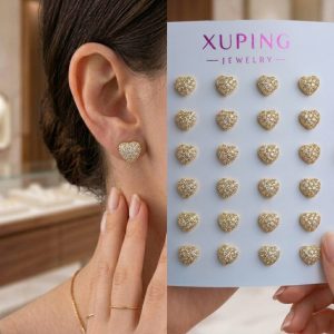 100% Color Guaranteed Xuping Gold Diamond Ear Tops