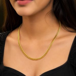 (24 Inch) Long মাছ কাঁটা Chain - 18K Gold Plated Dubai Gold - Male/Female