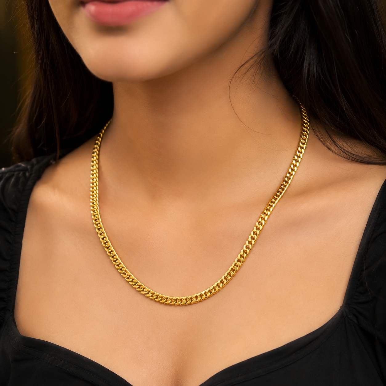 (24 Inch) Long মাছ কাঁটা Chain - 18K Gold Plated Dubai Gold - Male/Female
