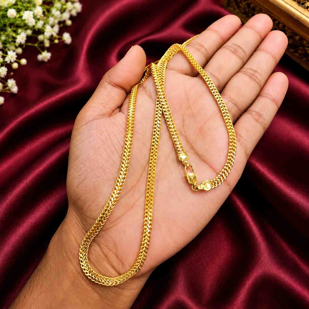 (24 Inch) Long মাছ কাঁটা Chain - 18K Dubai Gold - Male/Female - Image 2