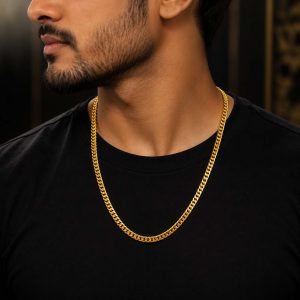 (24 Inch) Long মাছ কাঁটা Chain - 18K Dubai Gold - Male/Female