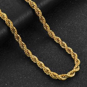 18k Gold Polished Roshi Chain, (24 inch) Long - Male/Female