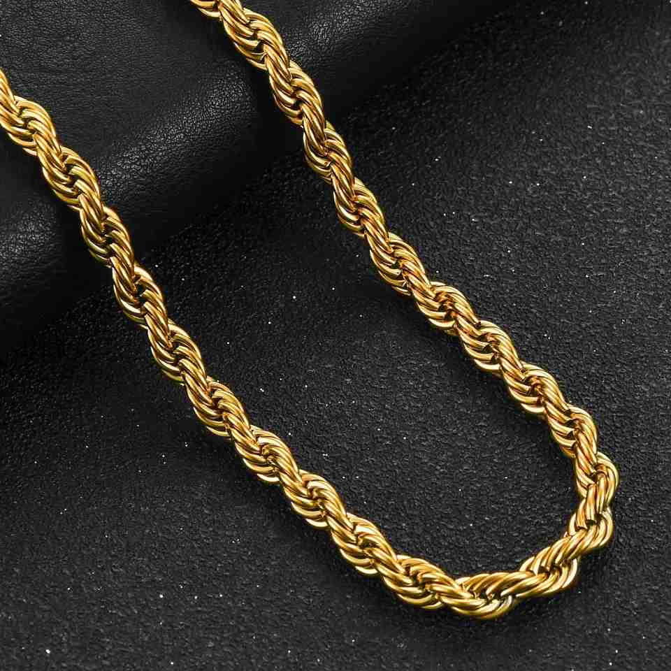 18k Gold Polished Roshi Chain, (24 inch) Long - Male/Female